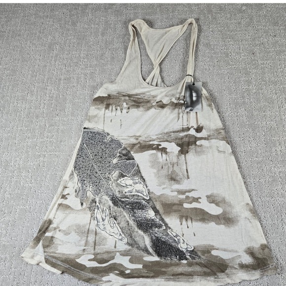 Miss Me Tank Top Feather Graphic Racerback Casual Summer Womens Size Large‎ - Picture 1 of 5